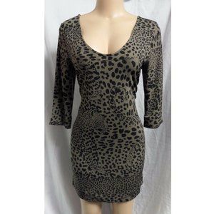 BROWN ANIMAL PRINT REVERSIBLE CAREER CASUAL DRESS